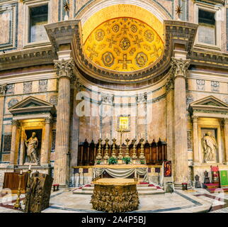 Rome, Italy, October 19, 2018: View of the altar inside the Pantheon in Rome, Italy Stock Photo
