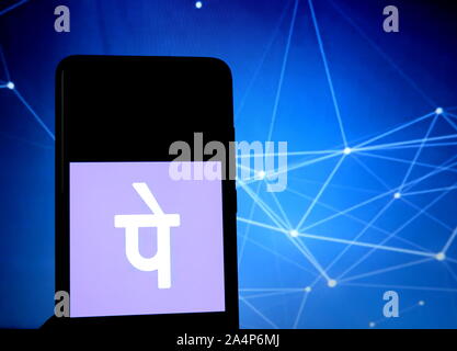 India. 15th Oct, 2019. In this photo illustration Payment gateway Application, PhonePe logo seen display on a smartphone. Credit: Avishek Das/SOPA Images/ZUMA Wire/Alamy Live News Stock Photo