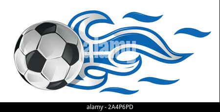 soccer ball on fire with greek flag Stock Vector