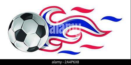 soccer ball on fire with france and Netherlands flag Stock Vector