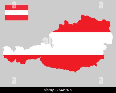 Austria Map and Flag Vector illustration eps 10. Stock Vector