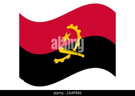 Wave National flag of Angola.Vector illustration eps 10. Stock Vector