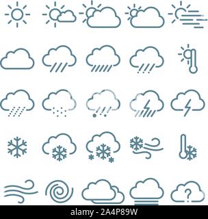 Thin line weather icon set. Stock Vector