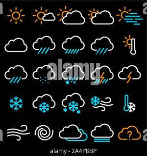 Thin line weather icon set. Stock Vector