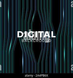Music or data network abstract background blue. Technology connection or Equalizer. showing sound waves with music waves. Stock Vector