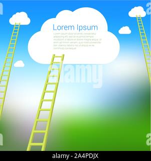 Ladder to the clouds vector template. Stock Vector
