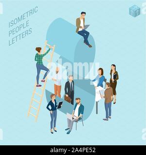 Isometric numbers with people Stock Vector