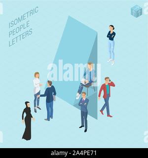 Isometric numbers with people Stock Vector