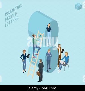 Isometric numbers with people Stock Vector