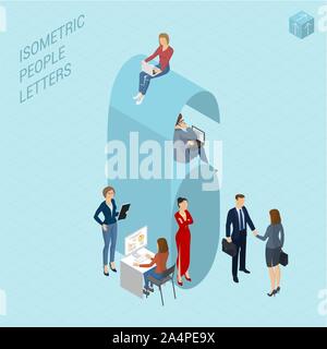 Isometric numbers with people Stock Vector