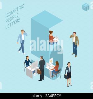 Isometric numbers with people Stock Vector