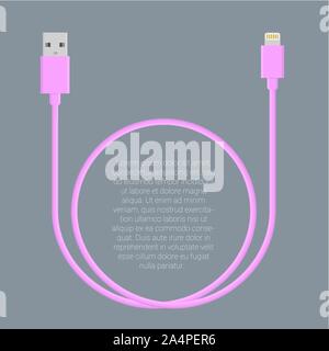 Usb data cable template Stock Vector