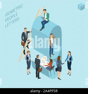 Isometric numbers with people Stock Vector