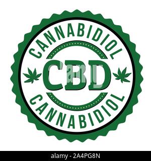 CBD ( Cannabidiol) sign or stamp on white background, vector illustration Stock Vector