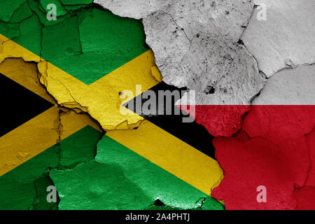 flags of Jamaica and Poland painted on cracked wall Stock Photo - Alamy