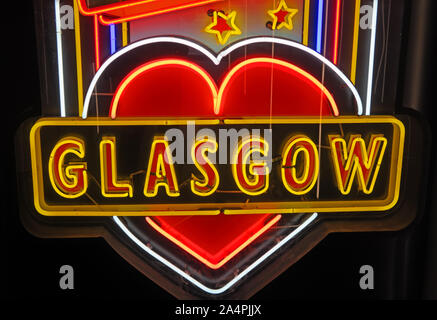 Glasgow School Of Art, Neon Sculptural Artwork, artist Sinclair Ross, Stock Photo