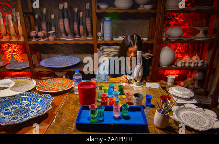 Ceramics Worker, Sultan's Ceramics, Avanos Turkey. Stock Photo