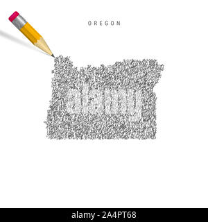 Oregon scribble map on a white background Stock Photo - Alamy