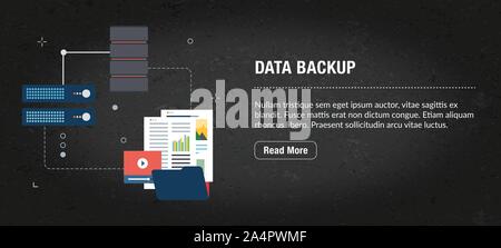 Data backup concept banner internet with icons in vector. Web banner template for website, banner internet for mobile design and social media apps. Bu Stock Vector