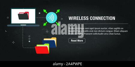 Wireless connection concept banner internet with icons in vector. Web banner template for website, banner internet for mobile design and social media Stock Vector