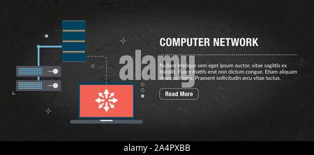 Computer network concept banner internet with icons in vector. Web banner template for website, banner internet for mobile design and social media app Stock Vector