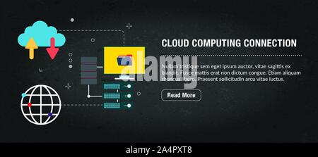Cloud computing connection, banner internet with icons in vector. Web banner template for website, banner internet for mobile design and social media Stock Vector
