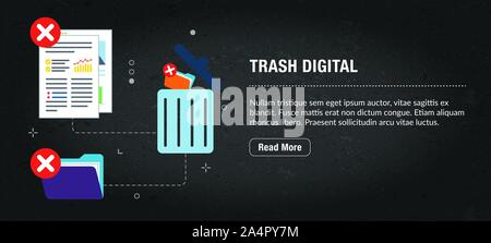 Destroy Data Banner Internet With Icons In Vector Web Banner