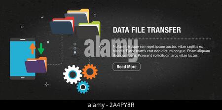 Data file transfer, banner internet with icons in vector. Web banner template for website, banner internet for mobile design and social media app.Busi Stock Vector