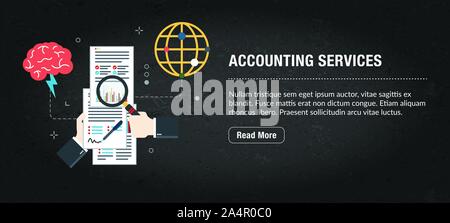 Web banner for digital marketing or online advertising in web page, internet ad, social media or mobile app. Web banner with icons of business, financ Stock Vector