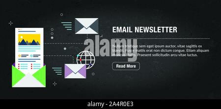 Email newsletter, banner internet with icons in vector. Web banner template for website, banner internet for mobile design and social media app.Busine Stock Vector