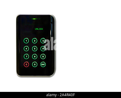Secure password on keyboard for opening door Stock Photo