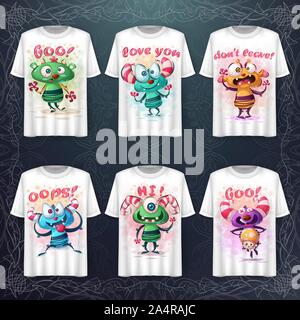 Set cute monster - mockup for your idea Stock Vector