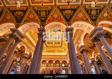 Arches Ceiling Thomas Jefferson Building Library of Congress Washington DC. Opened 1897.  National Library and Primary Research Library of US governme Stock Photo