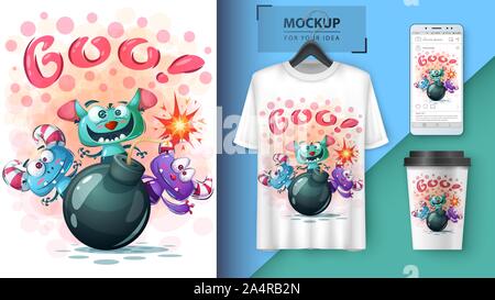 Halloween horror poster and merchandising Stock Vector