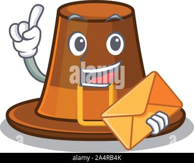With envelope pilgrims hat isolated with the cartoon Stock Vector