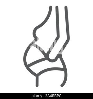Pregnancy bandage line icon, orthopedic and medical, orthopedic bandage sign, vector graphics, a linear pattern on a white background. Stock Vector