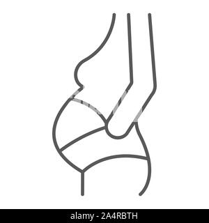 Pregnancy bandage thin line icon, orthopedic and medical, orthopedic bandage sign, vector graphics, a linear pattern on a white background. Stock Vector