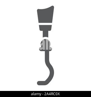 Prosthetic leg glyph icon, orthopedic and medical, artificial leg sign, vector graphics, a solid pattern on a white background. Stock Vector