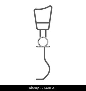 Prosthetic leg thin line icon, orthopedic and medical, artificial leg sign, vector graphics, a linear pattern on a white background. Stock Vector