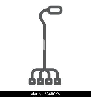 Quad walking stick line icon, orthopedic and medical, quad cane sign, vector graphics, a linear pattern on a white background. Stock Vector