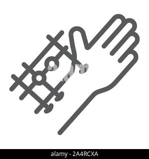 Fixation joints surgery line icon, medical and equipment, hand surgery sign, vector graphics, a linear pattern on a white background. Stock Vector