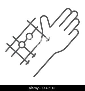Fixation joints surgery thin line icon, medical and equipment, hand surgery sign, vector graphics, a linear pattern on a white background. Stock Vector