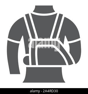 Shoulder immobilzer glyph icon, medical and healthcare, shoulder bandage sign, vector graphics, a solid pattern on a white background. Stock Vector