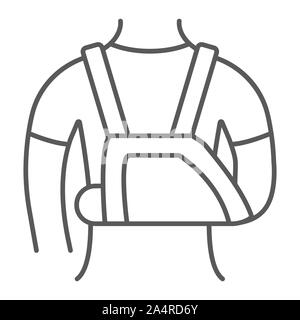 Shoulder immobilzer thin line icon, medical and healthcare, shoulder bandage sign, vector graphics, a linear pattern on a white background. Stock Vector