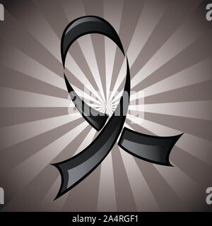Stylized black ribbon, mourning and melanoma symbol. Stock Vector
