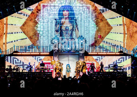Copenhagen, Denmark. 15th Oct, 2019. The American singer and actress Cher performs a live concert at Royal Arena in Copenhagen. (Photo Credit: Gonzales Photo/Lasse Lagoni/Alamy Live News). Stock Photo