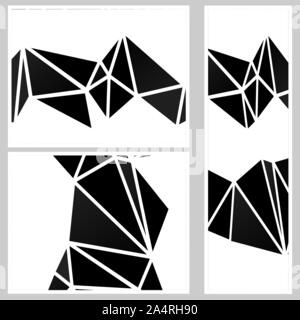 Set of dark polygonal geometric banners, abstract backgrounds. Stock Vector
