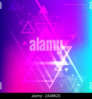 Abstract technology futuristic geometric triangles overlapping on vibrant gradient background. Vector illustration Stock Vector