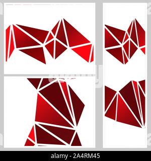 Set of red polygonal geometric banners, abstract backgrounds. Stock Vector