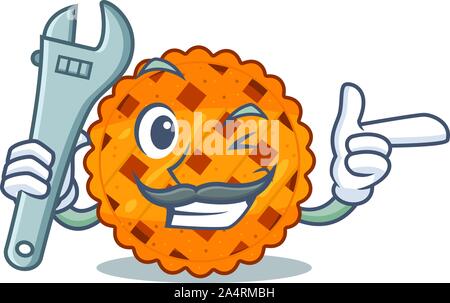 Mechanic pumpkin pie in a character jar Stock Vector